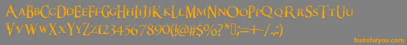 フォントDarkxshadowx21%5c%27sSkyrimFont – オレンジの文字は灰色の背景にあります。