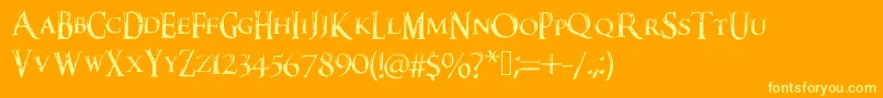 Darkxshadowx21%5c%27sSkyrimFont-Schriftart – Gelbe Schriften auf orangefarbenem Hintergrund