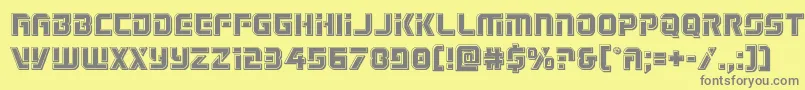 Legiosabinabevel-Schriftart – Graue Schriften auf gelbem Hintergrund