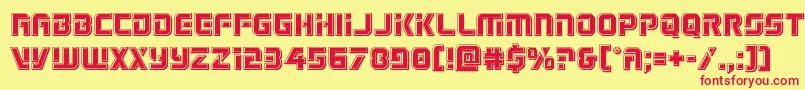 フォントLegiosabinabevel – 赤い文字の黄色い背景
