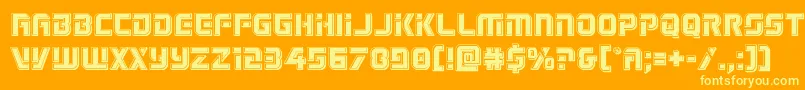 Legiosabinabevel-Schriftart – Gelbe Schriften auf orangefarbenem Hintergrund