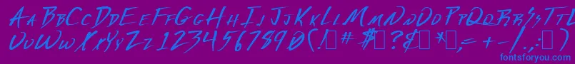 Derange1 Font – Blue Fonts on Purple Background