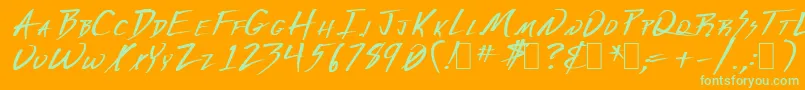 Derange1-Schriftart – Grüne Schriften auf orangefarbenem Hintergrund