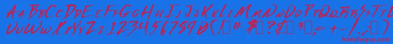 Derange1 Font – Red Fonts on Blue Background