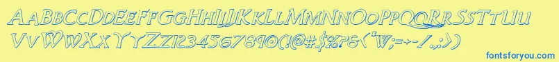 Woodgod3Dital Font – Blue Fonts on Yellow Background