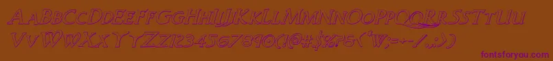 Woodgod3Dital-Schriftart – Violette Schriften auf braunem Hintergrund