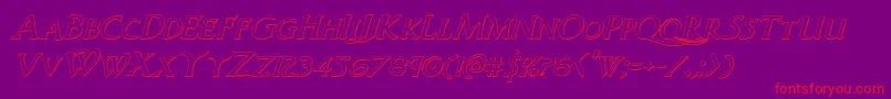 Woodgod3Dital-Schriftart – Rote Schriften auf violettem Hintergrund