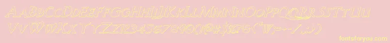 Woodgod3Dital-Schriftart – Gelbe Schriften auf rosa Hintergrund