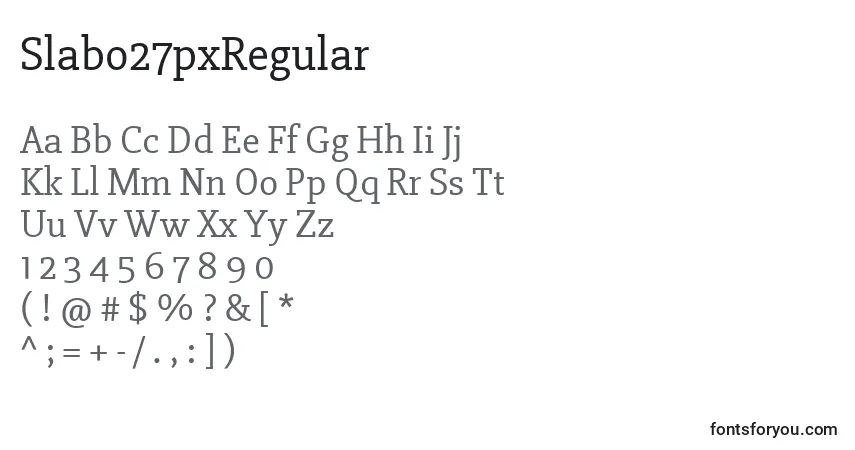 Czcionka Slabo27pxRegular – alfabet, cyfry, specjalne znaki