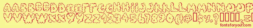 Defecafo Font – Red Fonts on Yellow Background