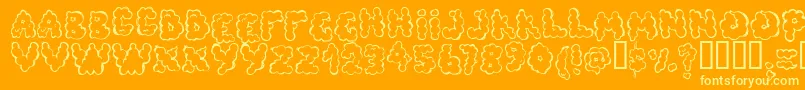 Defecafo-Schriftart – Gelbe Schriften auf orangefarbenem Hintergrund