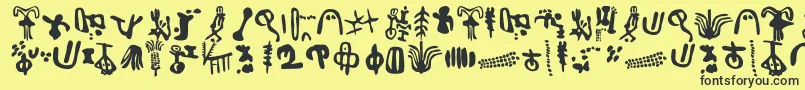 フォントIngaStoneSigns – 黒い文字の黄色い背景