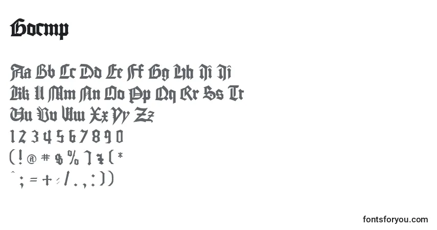 A fonte Gocmp – alfabeto, números, caracteres especiais