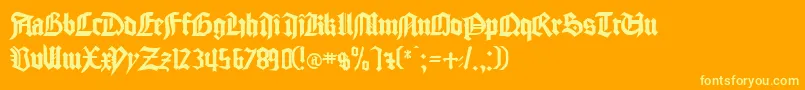 Gocmp-Schriftart – Gelbe Schriften auf orangefarbenem Hintergrund