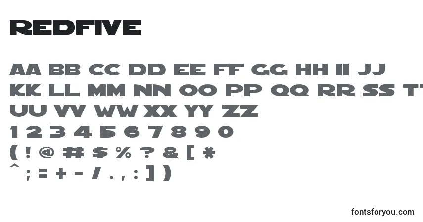 Redfive-fontti – aakkoset, numerot, erikoismerkit