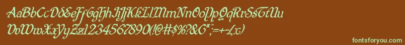 Quillswordsuperital Font – Green Fonts on Brown Background