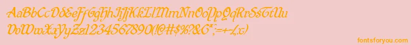 Quillswordsuperital-Schriftart – Orangefarbene Schriften auf rosa Hintergrund