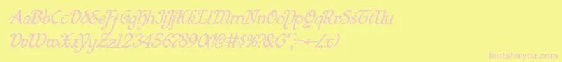 Quillswordsuperital-Schriftart – Rosa Schriften auf gelbem Hintergrund