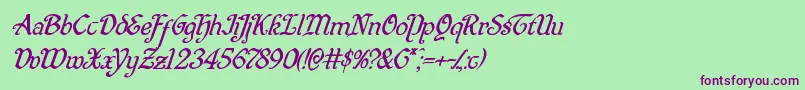 Quillswordsuperital Font – Purple Fonts on Green Background