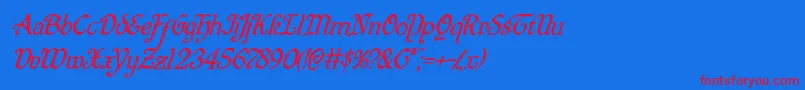 Quillswordsuperital Font – Red Fonts on Blue Background
