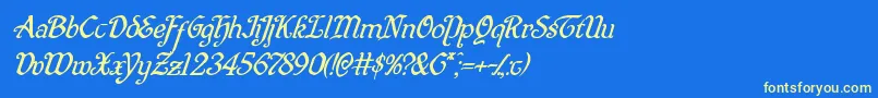 Quillswordsuperital Font – Yellow Fonts on Blue Background