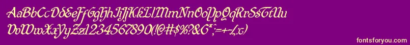 Quillswordsuperital-Schriftart – Gelbe Schriften auf violettem Hintergrund