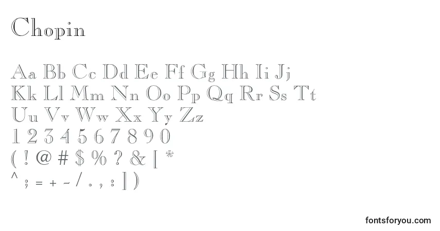 Chopin Font – alphabet, numbers, special characters
