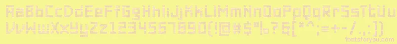 Czcionka PfonlineoneproDouble – różowe czcionki na żółtym tle