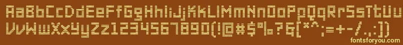 PfonlineoneproDouble-fontti – keltaiset fontit ruskealla taustalla