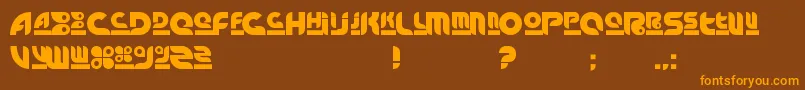 Arnstylo-Schriftart – Orangefarbene Schriften auf braunem Hintergrund