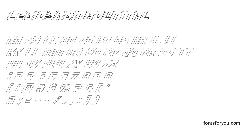 A fonte Legiosabinaoutital – alfabeto, números, caracteres especiais