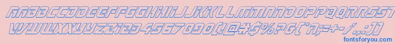 Legiosabinaoutital-fontti – siniset fontit vaaleanpunaisella taustalla