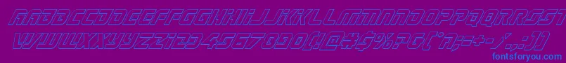 Шрифт Legiosabinaoutital – синие шрифты на фиолетовом фоне