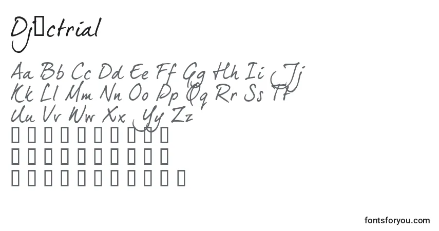 Dj5ctrial-fontti – aakkoset, numerot, erikoismerkit