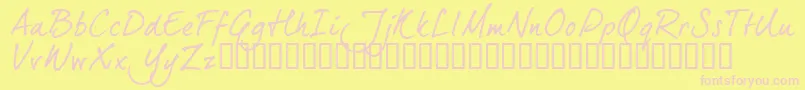 フォントDj5ctrial – ピンクのフォント、黄色の背景