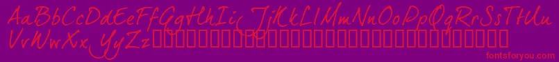 Dj5ctrial-Schriftart – Rote Schriften auf violettem Hintergrund