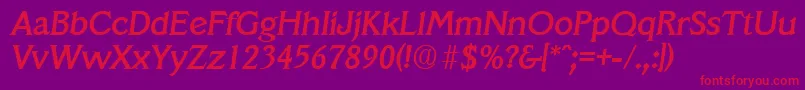 VeracruzMediumita Font – Red Fonts on Purple Background