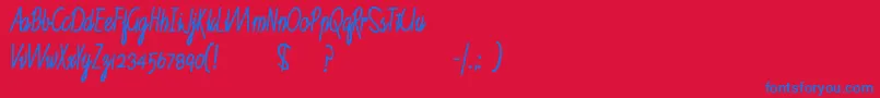 RuthScript Font – Blue Fonts on Red Background