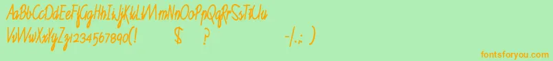 RuthScript Font – Orange Fonts on Green Background