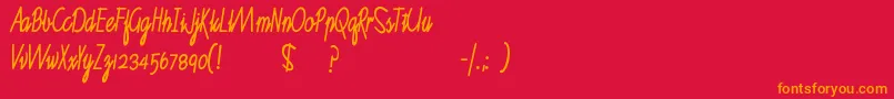 RuthScript-Schriftart – Orangefarbene Schriften auf rotem Hintergrund