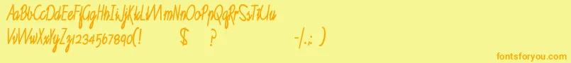RuthScript Font – Orange Fonts on Yellow Background