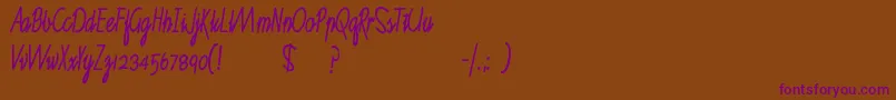 RuthScript Font – Purple Fonts on Brown Background