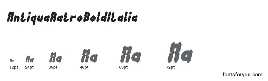 Размеры шрифта AntiqueRetroBoldItalic