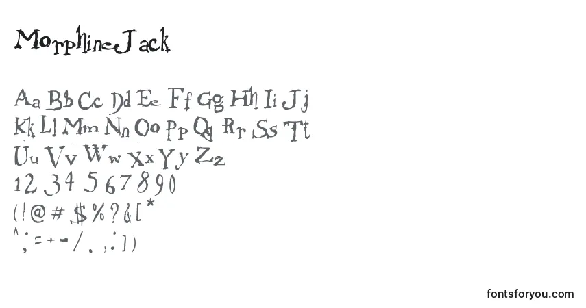 A fonte MorphineJack – alfabeto, números, caracteres especiais
