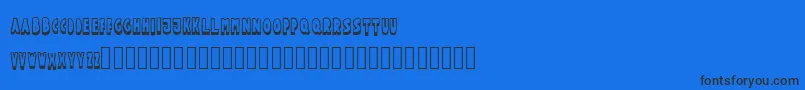 Funtlecaps-Schriftart – Schwarze Schriften auf blauem Hintergrund