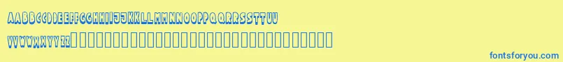 Funtlecaps-Schriftart – Blaue Schriften auf gelbem Hintergrund