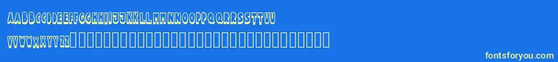 Funtlecaps-Schriftart – Gelbe Schriften auf blauem Hintergrund