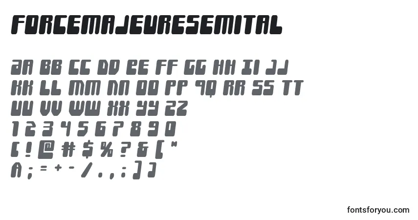 Schriftart Forcemajeuresemital – Alphabet, Zahlen, spezielle Symbole
