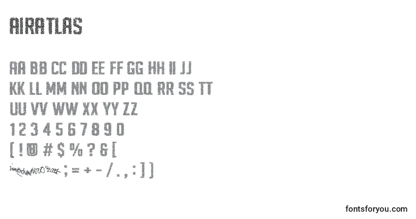 Czcionka AirAtlas – alfabet, cyfry, specjalne znaki