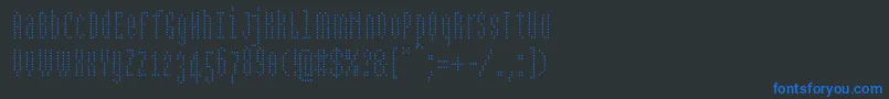 フォントBpdotscondenseddiamond – 黒い背景に青い文字